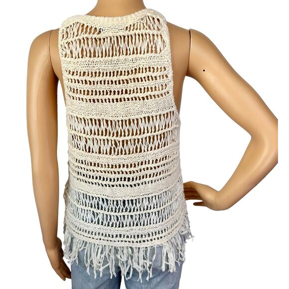 2/$15 American Eagle Crochet Fringe Tank Top Ivory Size XS - Picture 5 of 7